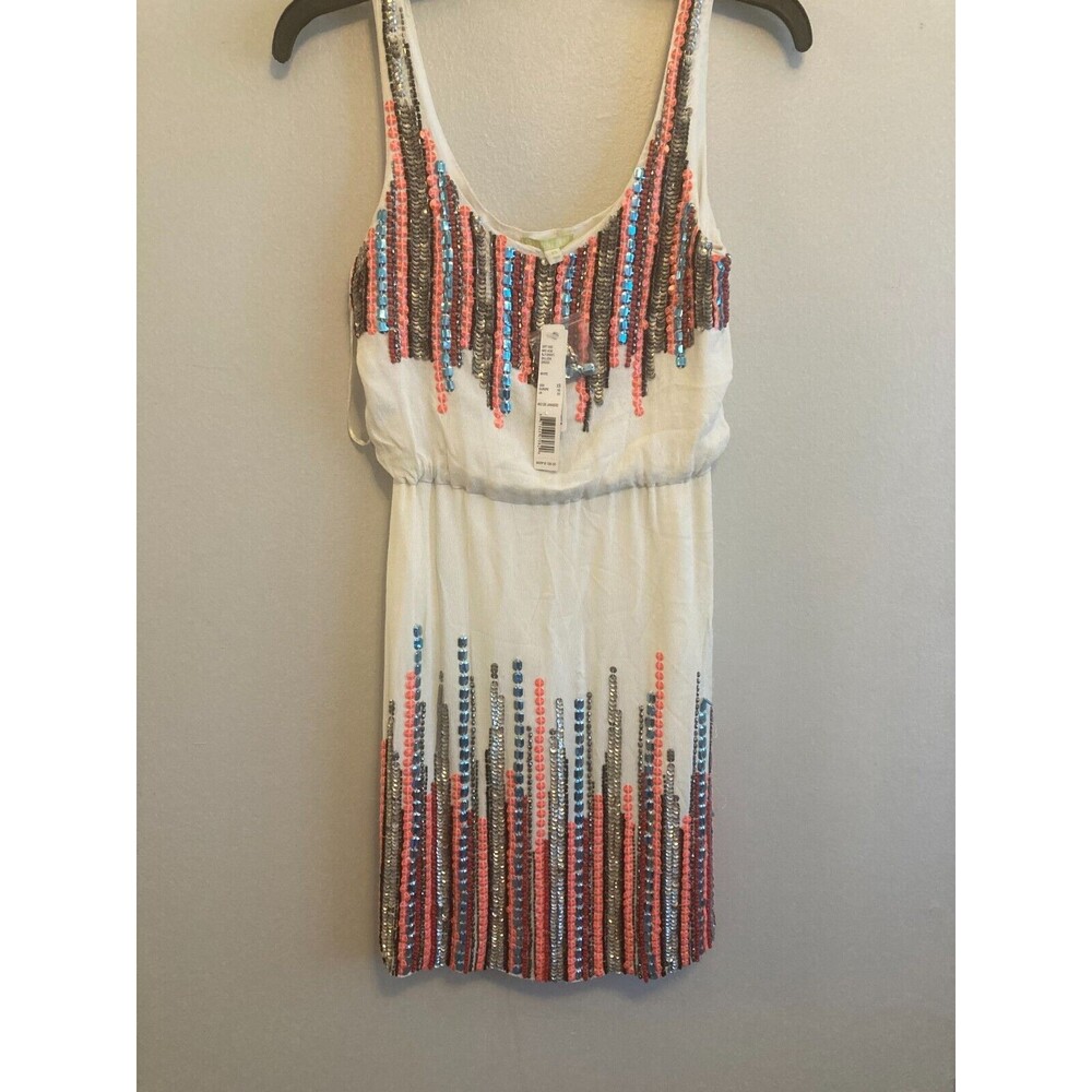 Giani Bini Womens White Embellished Mini Dress Sleeveless Scoop Neck Size XS NWT